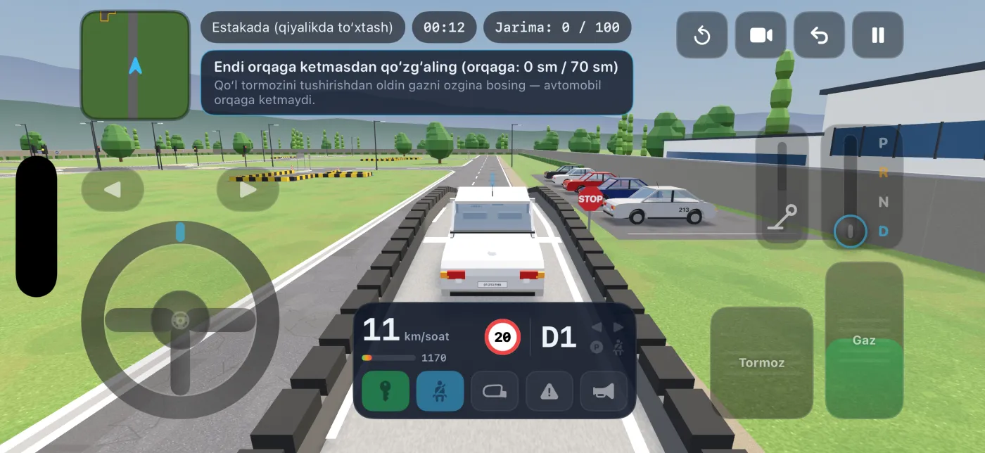 Estakada: 12% qiyalikda to‘xtash va qo‘zg‘alish